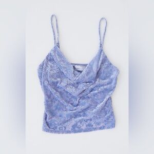 Urban Outfitters Esmie Burnout Velvet Cowl Neck Cami - Periwinkle - Medium